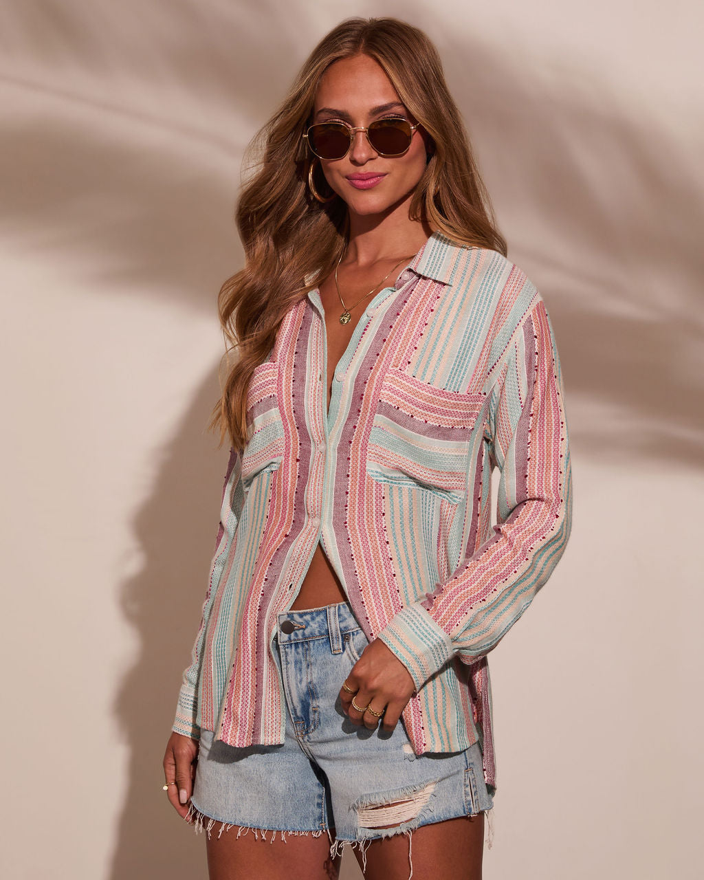 Larson Striped Button Down Top