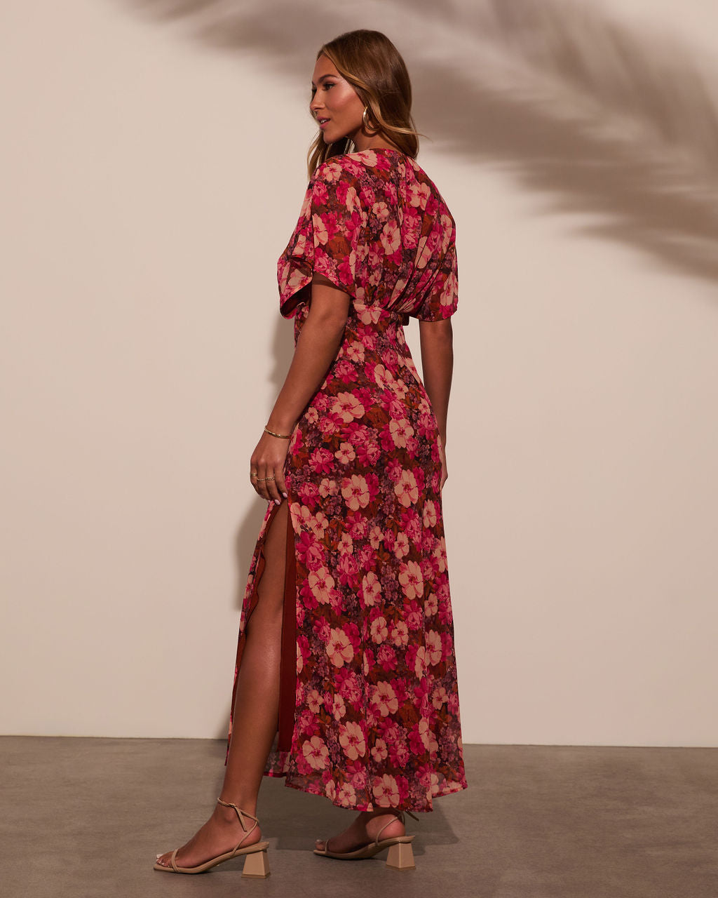 Theia Satin V-Neck Maxi Dress