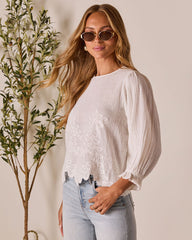 Cauline Embroidered Linen Top