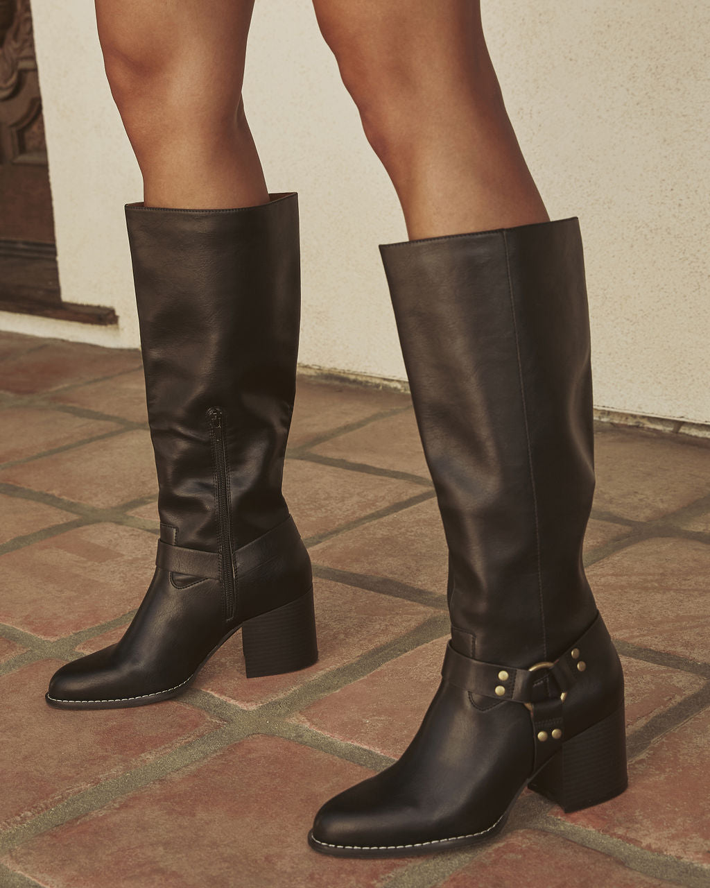 Scenic Route Western Buckle Knee High Boots