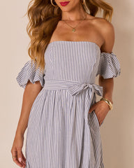 Annah Striped Off The Shoulder Maxi Dress