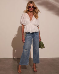 Corinna Pleated Chiffon Babydoll Top