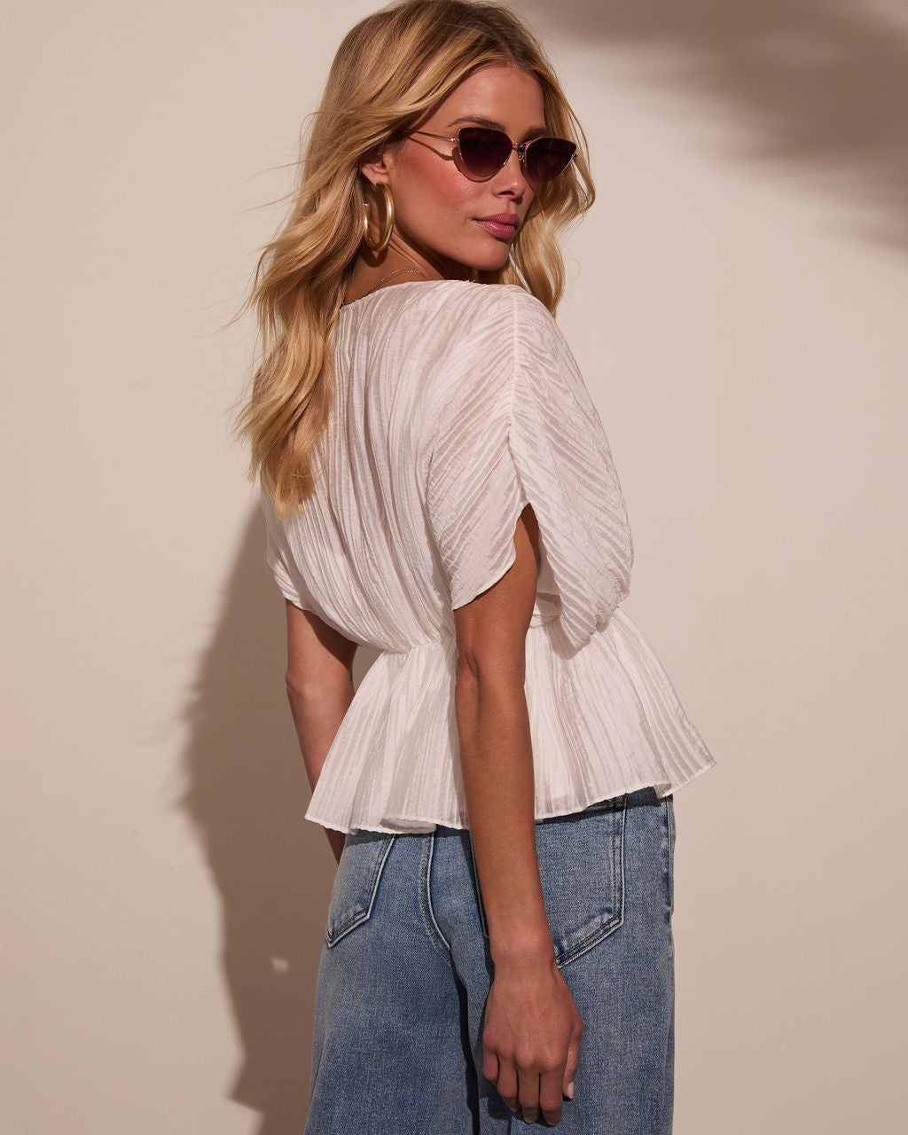 Corinna Pleated Chiffon Babydoll Top