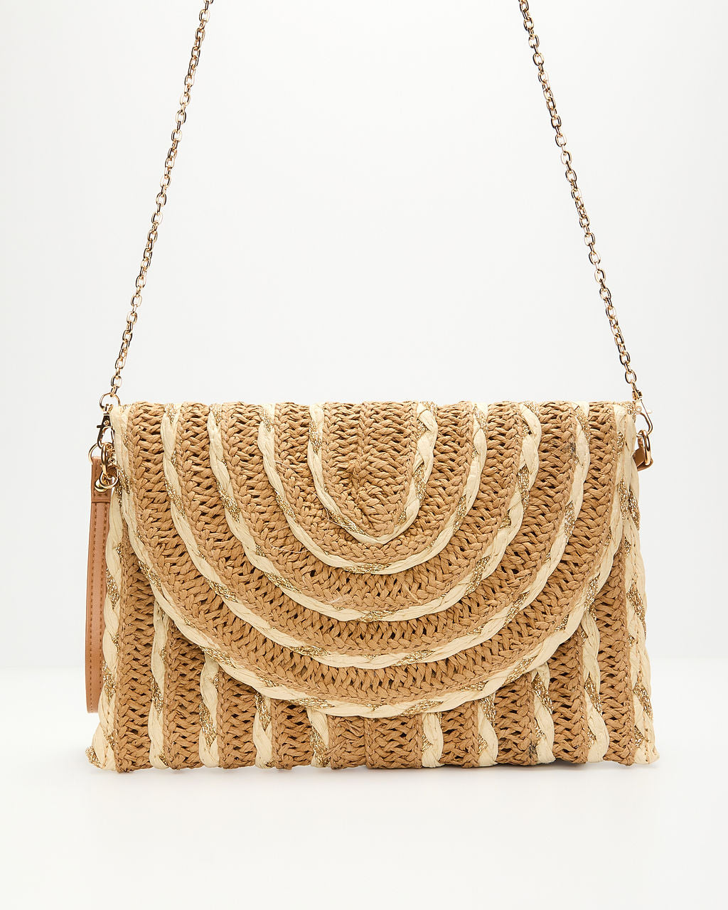 Ameria Woven Textured Straw Clutch