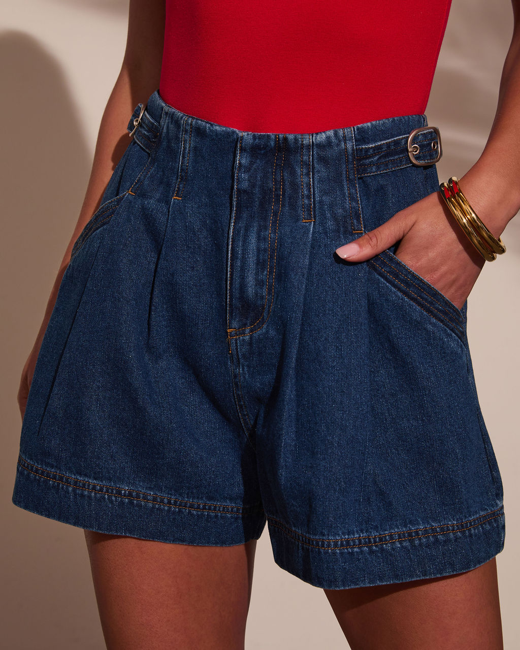 Canyon Canvas Belted Denim Shorts
