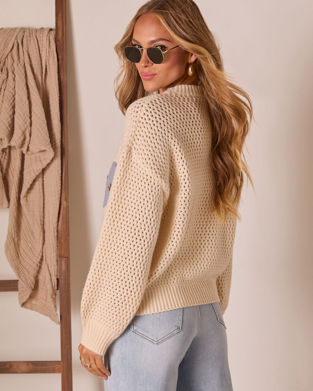 Briaria Embroidered Floral Crochet Sweater