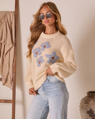 Briaria Embroidered Floral Crochet Sweater