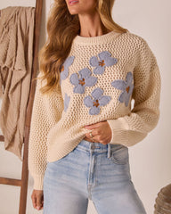 Briaria Embroidered Floral Crochet Sweater