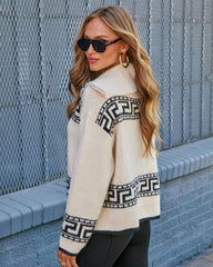 Ottie Quarter Zip Print Sweater