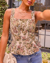 Rosemilk Floral Tapestry Peplum Top
