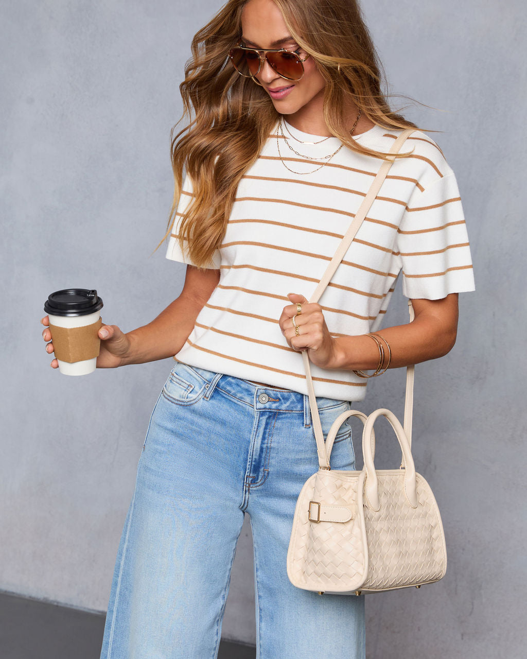 Louien Woven Faux Leather Satchel