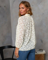 Warm Spice Neck Tie Lace Blouse
