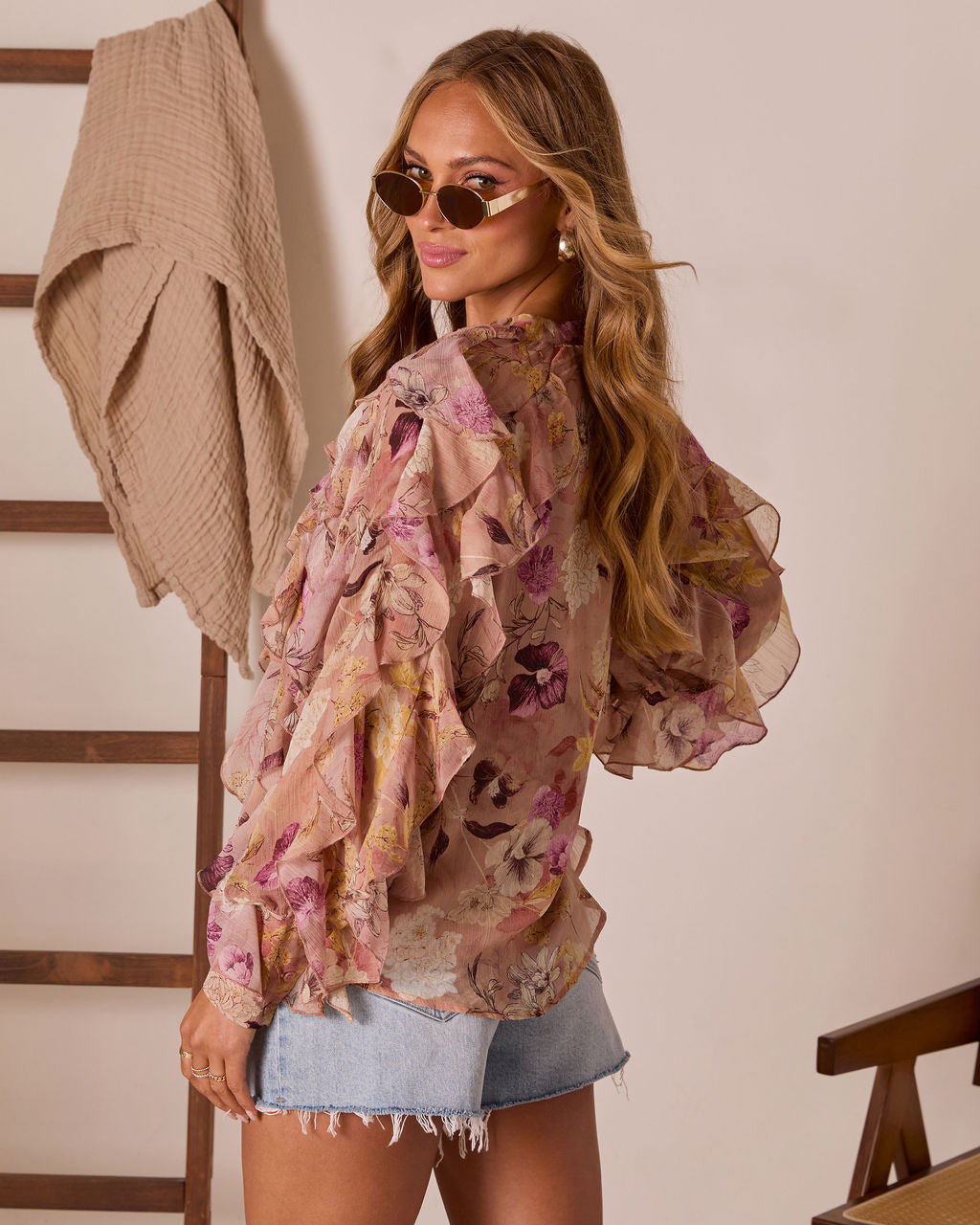Anastelle Ruffle Chiffon Top