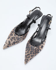 Genea Leopard Print Mesh Slingback Heels
