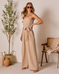 Shaylin Strapless Waist Tie Jumpsuit