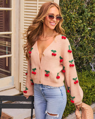 Paris Sweets Cherry Applique Cardigan