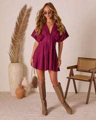 Stacie Pleated Mini Shirt Dress