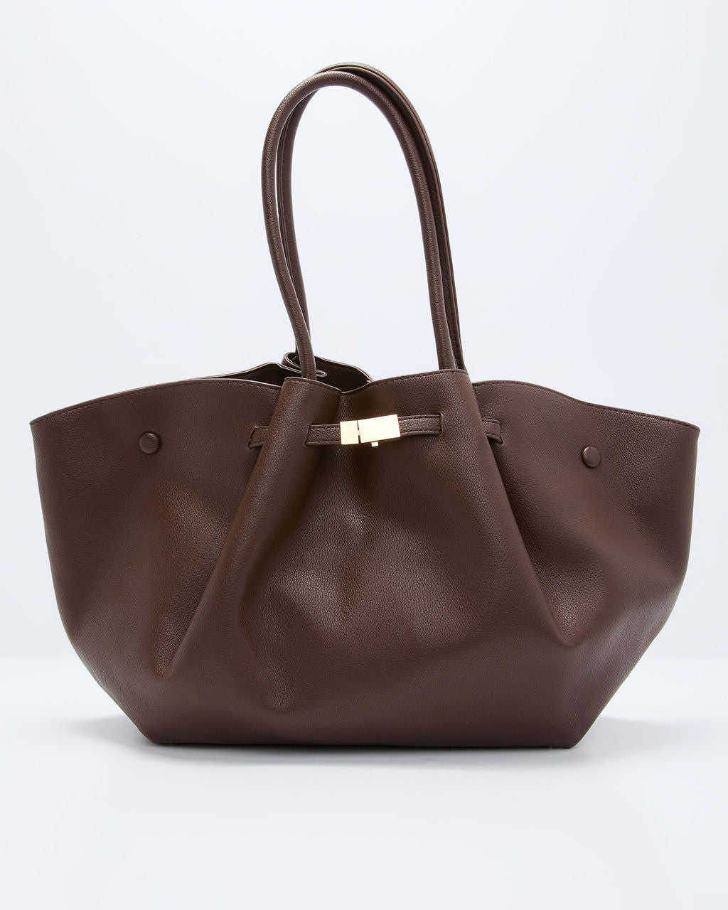 Delena Buckle Leather Tote Bag