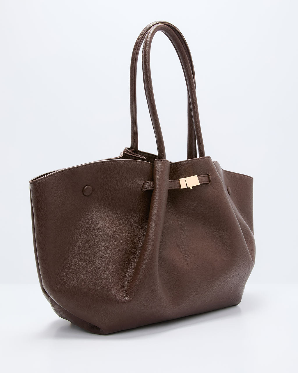 Delena Buckle Leather Tote Bag