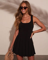 Laurena Pleated Fit And Flare Mini Dress