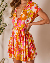 Sunset Palette Waist Tie Mini Dress