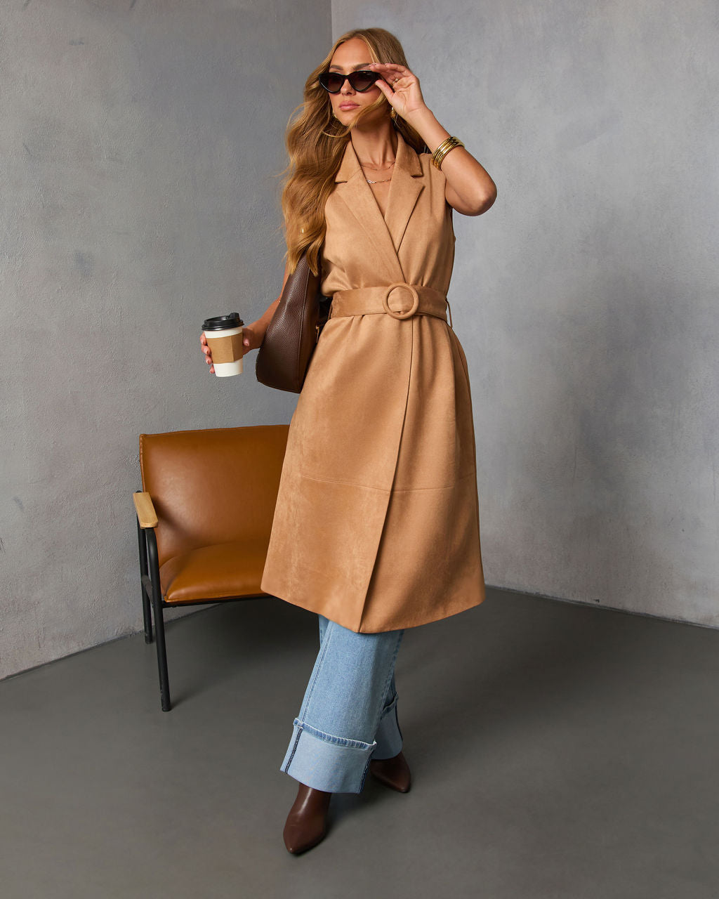 Autumn Reign Belted Suede Trench Coat
