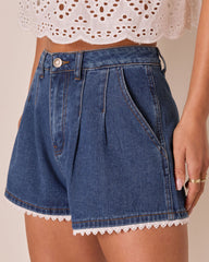 Sweetgrass Scallop Trim Denim Shorts