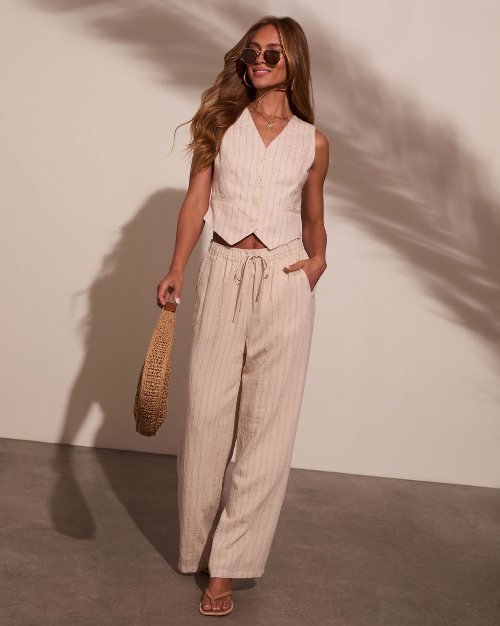Hazel Pinstripe Wide Leg Pants