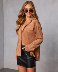 Cobian Suede Button Down Top