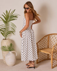 Kristena Drop Waist Polka Dot Midi Dress