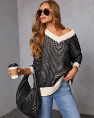 Lesiette Contrast Crochet Knit Sweater