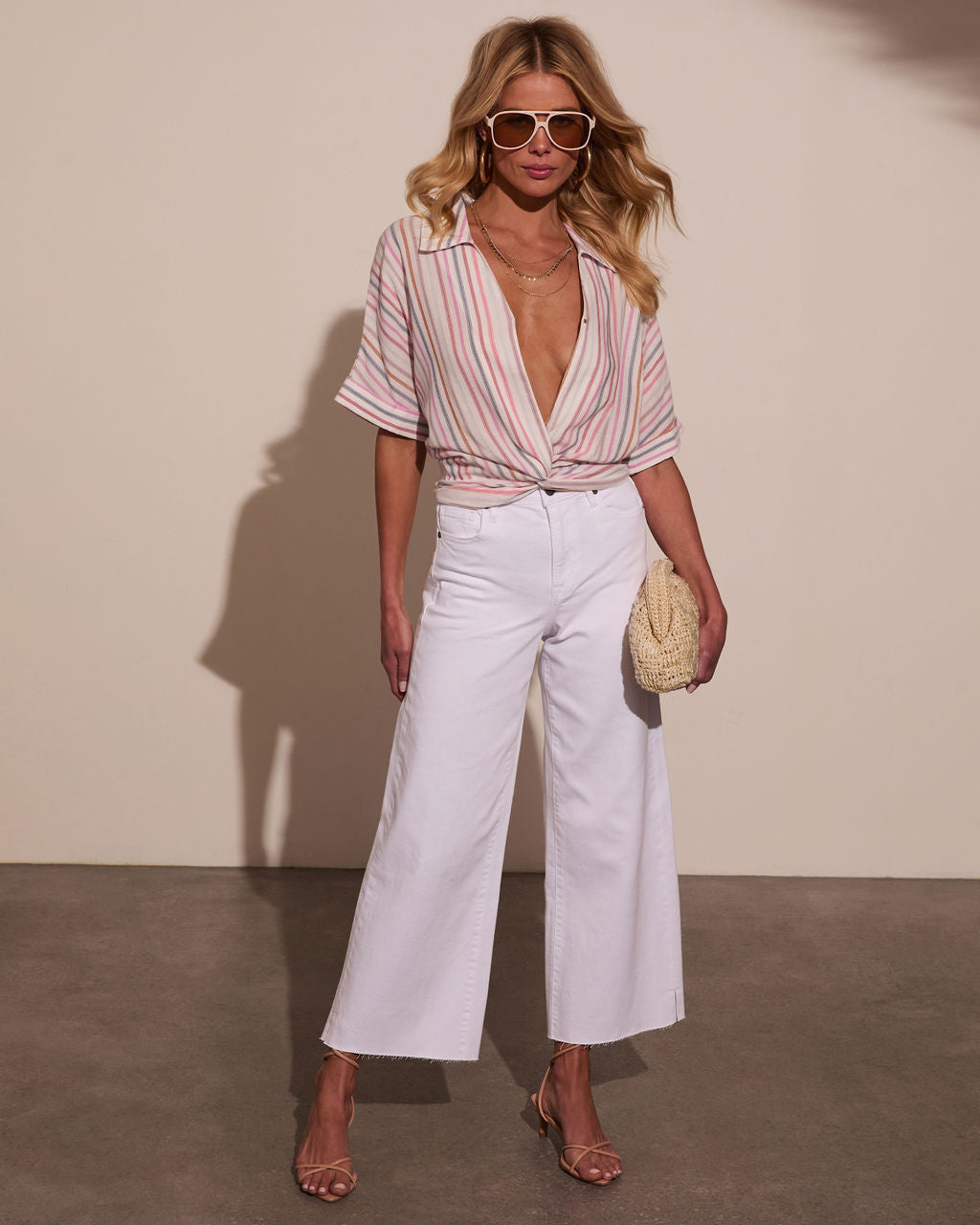 Kellie Striped Twist Hem Top