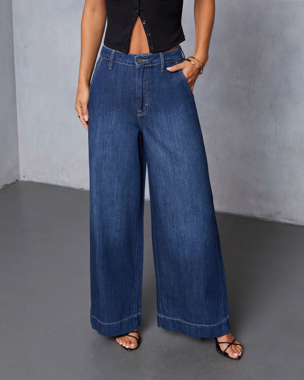 Marlenie Rigid High Rise Wide Leg Jeans