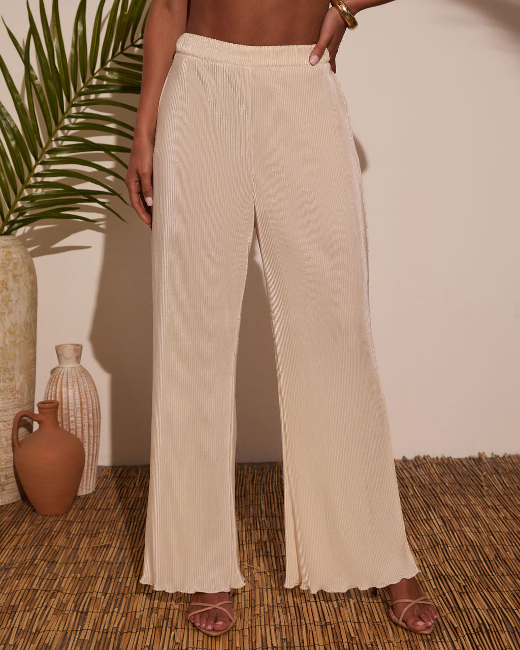 Vintage Summer Wide Leg Plisse Pants