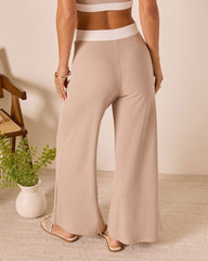 Tricia Contrast Waist Wide Leg Pants