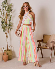 Sun Washed Halterneck Abstract Top