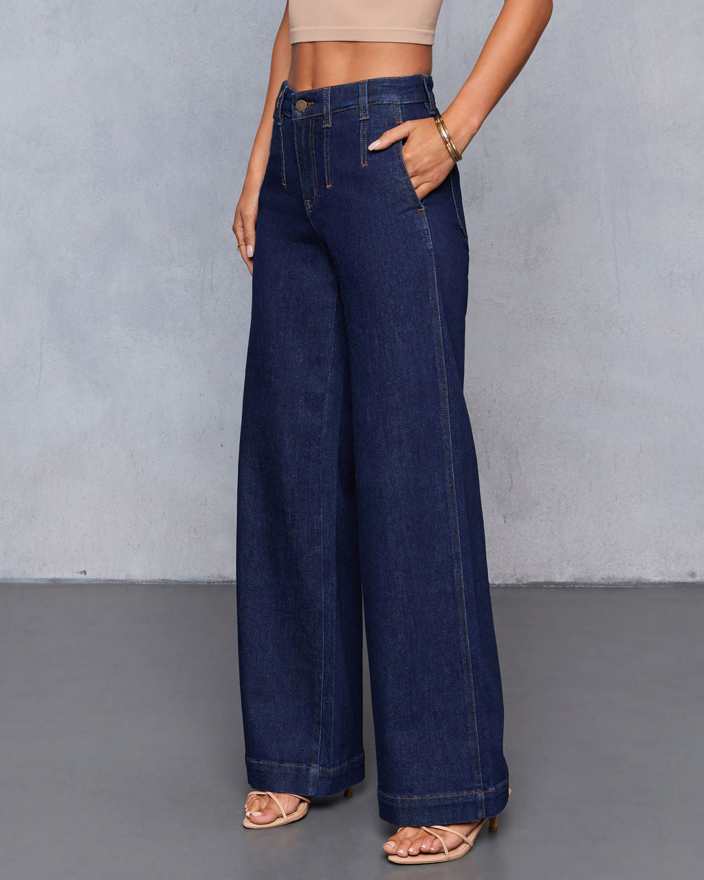 Soft Echo Stretch High Rise Wide Leg  Jeans