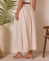 Silken Breeze Waist Tie Midi Skirt