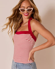 Preslie Striped Halter Neck Tank