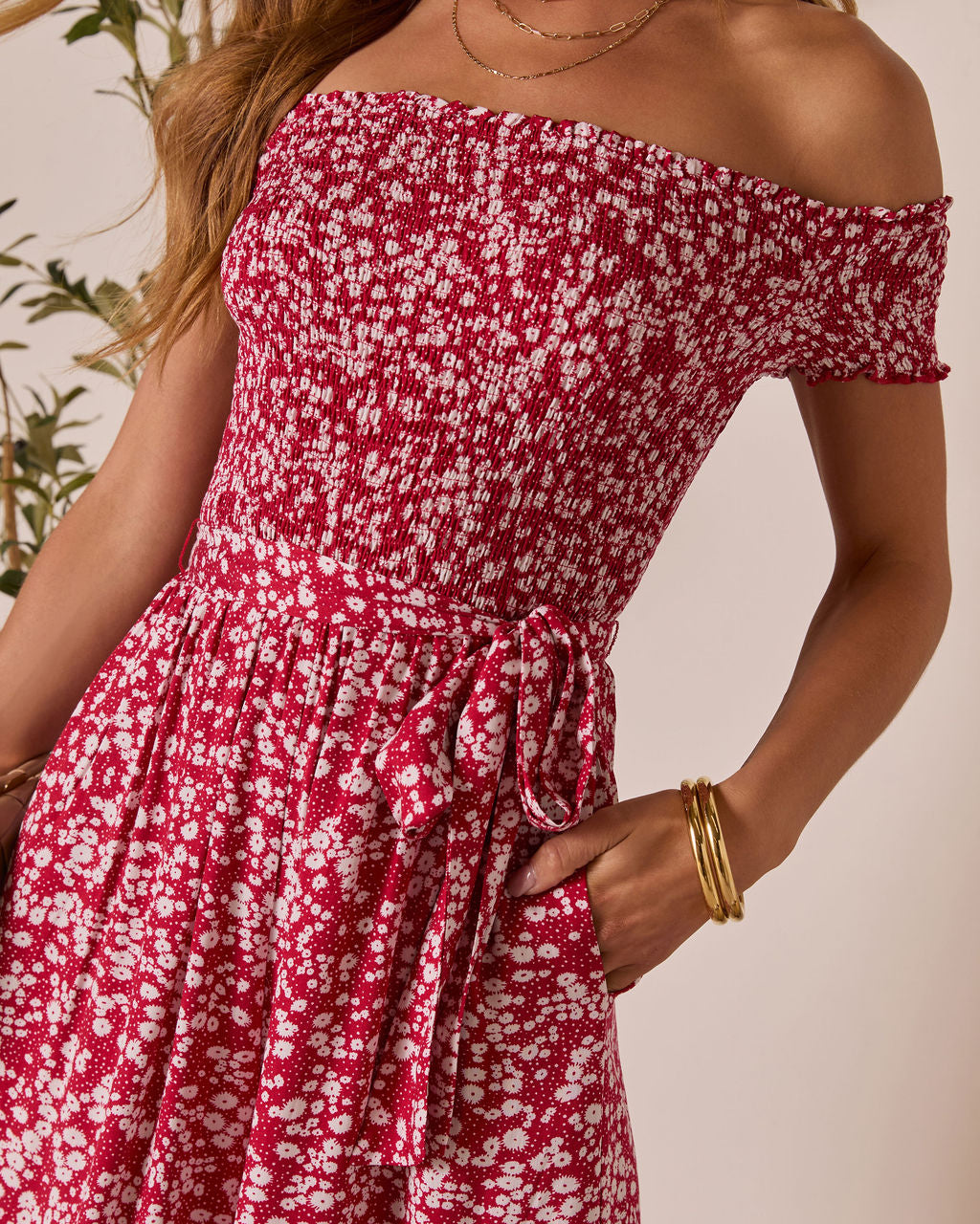 Dawna Off The Shoulder Waist Tie Jumpsuit