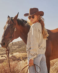 Canyon Prairie Cowboy Boot Motif Sweater