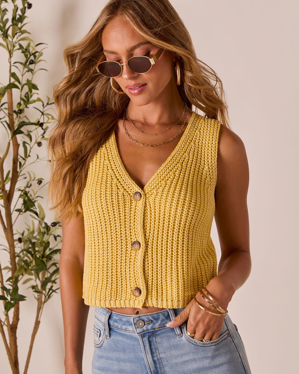Martinez Crochet Knit Vest Top