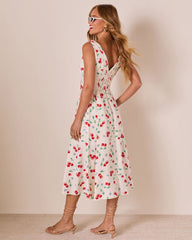 Sweet Tart Cherry Print Midi Dress
