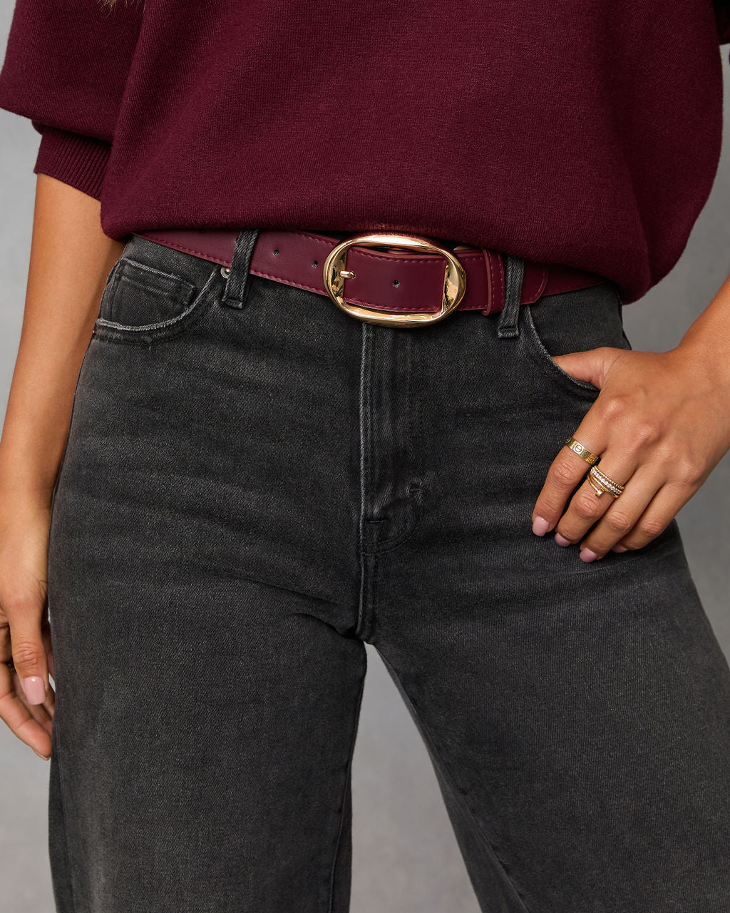 Autria Leather Oval Buckle Belt