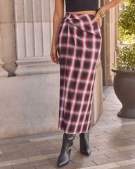 Audley Twist Gingham Midi Skirt