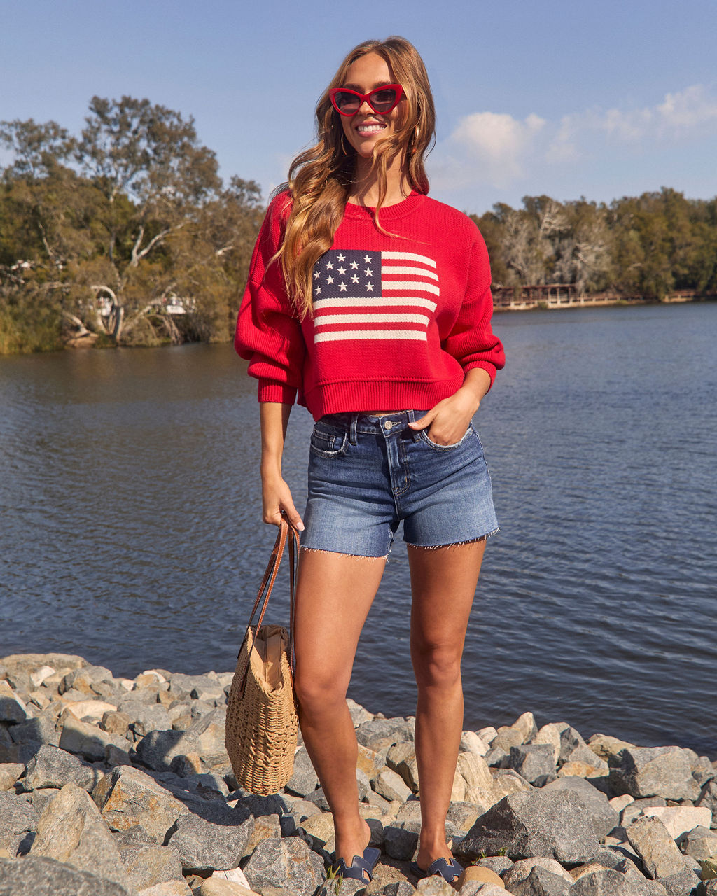 Elouise American Flag Crewneck Sweater