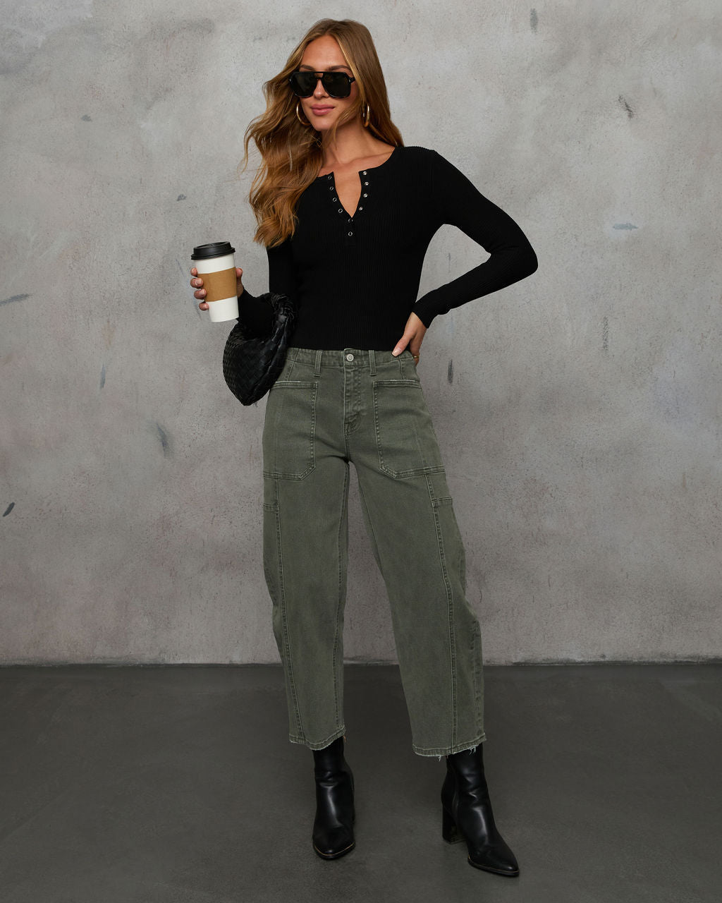 Jenza Ribbed Henley Top