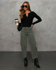 Jenza Ribbed Henley Top