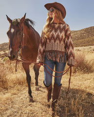 Chelie Fringe Abstract Sweater