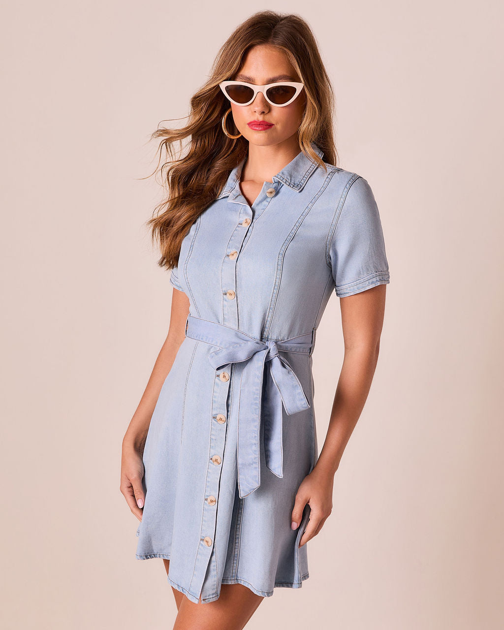 Canyon County Waist Tie Mini Shirt Dress